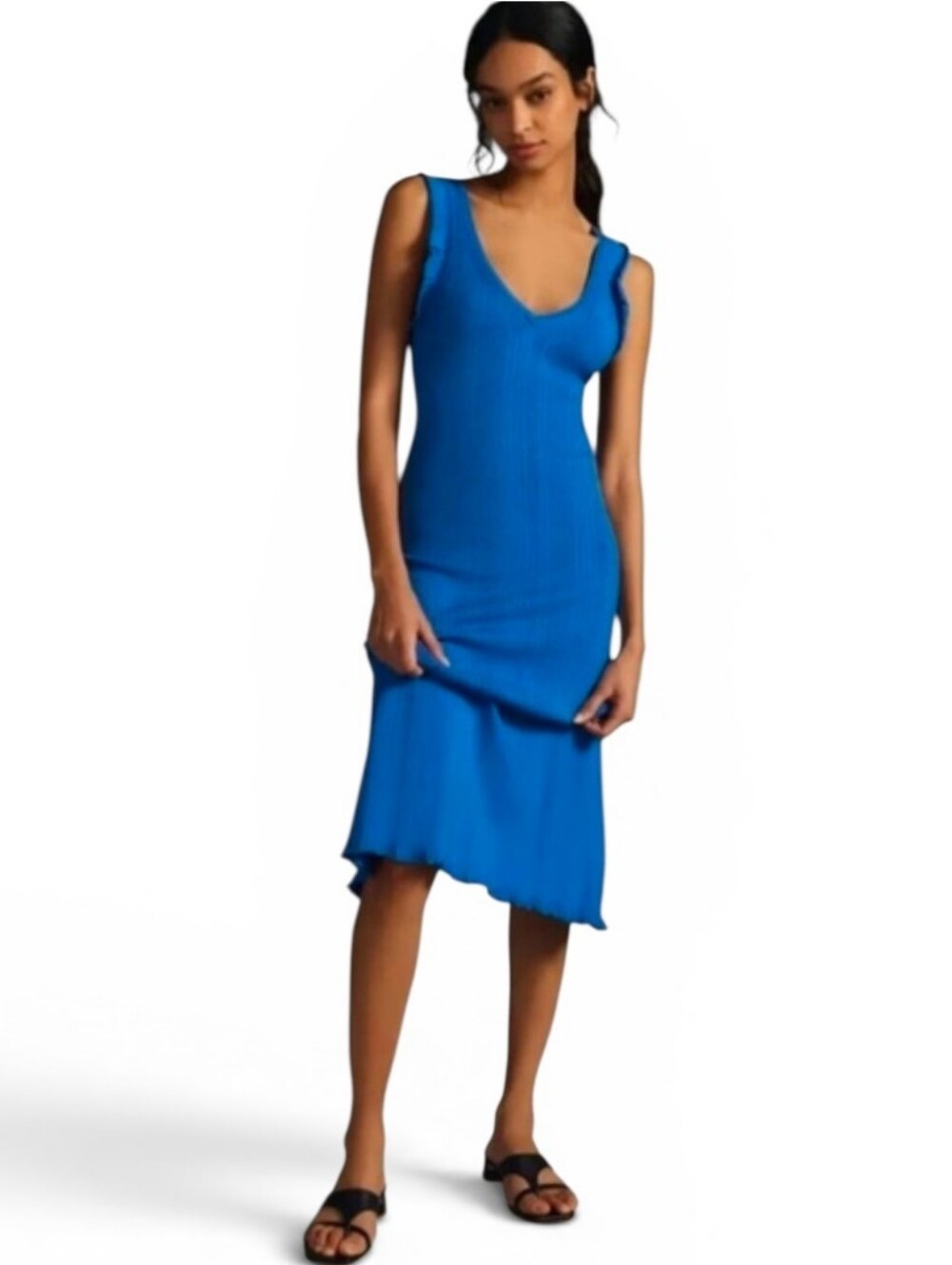 DAILY PRACTICE X ANTHROPOLOGIE Azul Sapphire Knit Midi Dress - Large